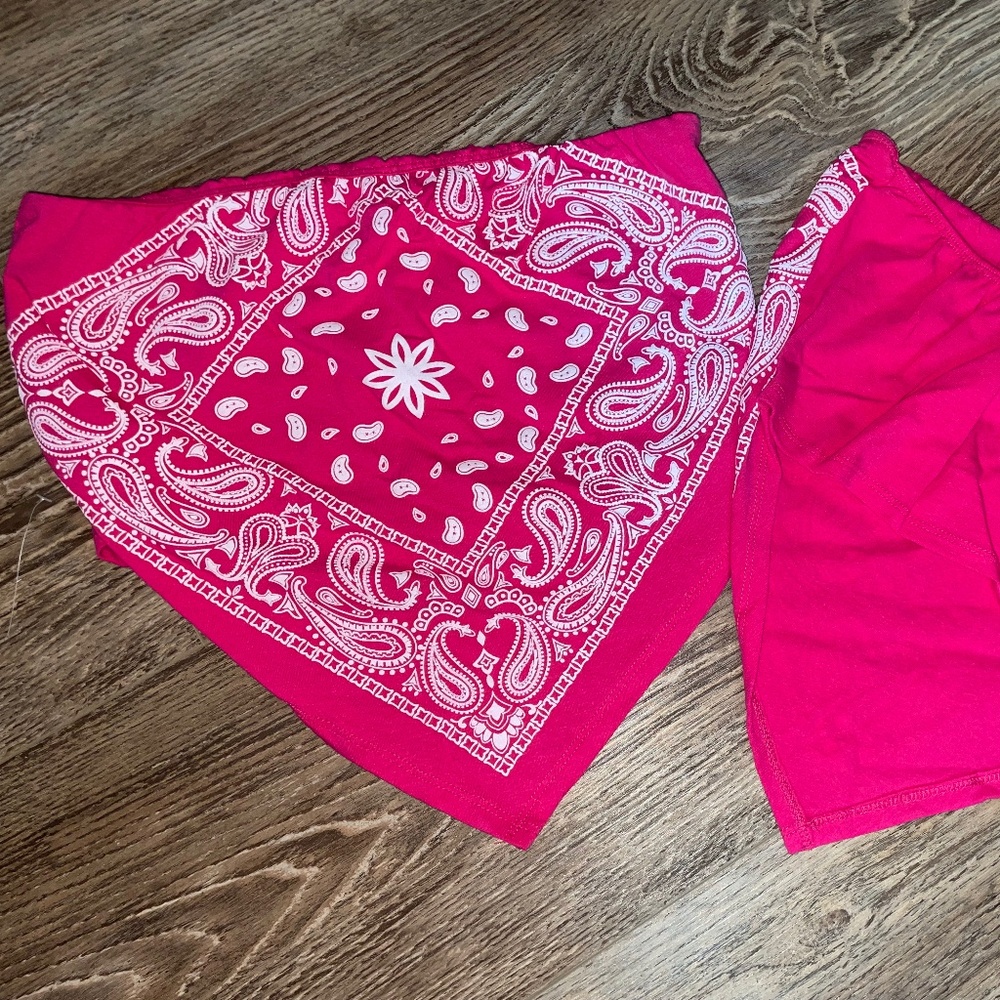 Hot Pink Bandana Strapless top
